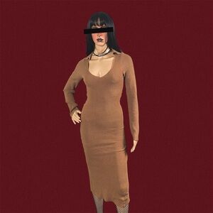 3/$25 Tan midi bodycon dress